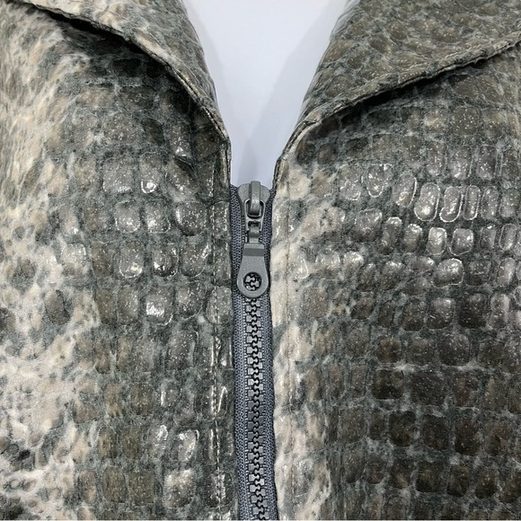 Selene Sport Gray Faux Reptile Zipper Lined Jacket - Picture 3 of 11